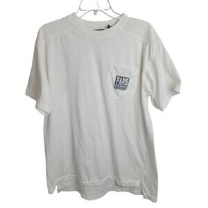 Vintage Paris Sport Club Single Stitch T-Shirt White Crew Neck Hi-Lo Men's Large